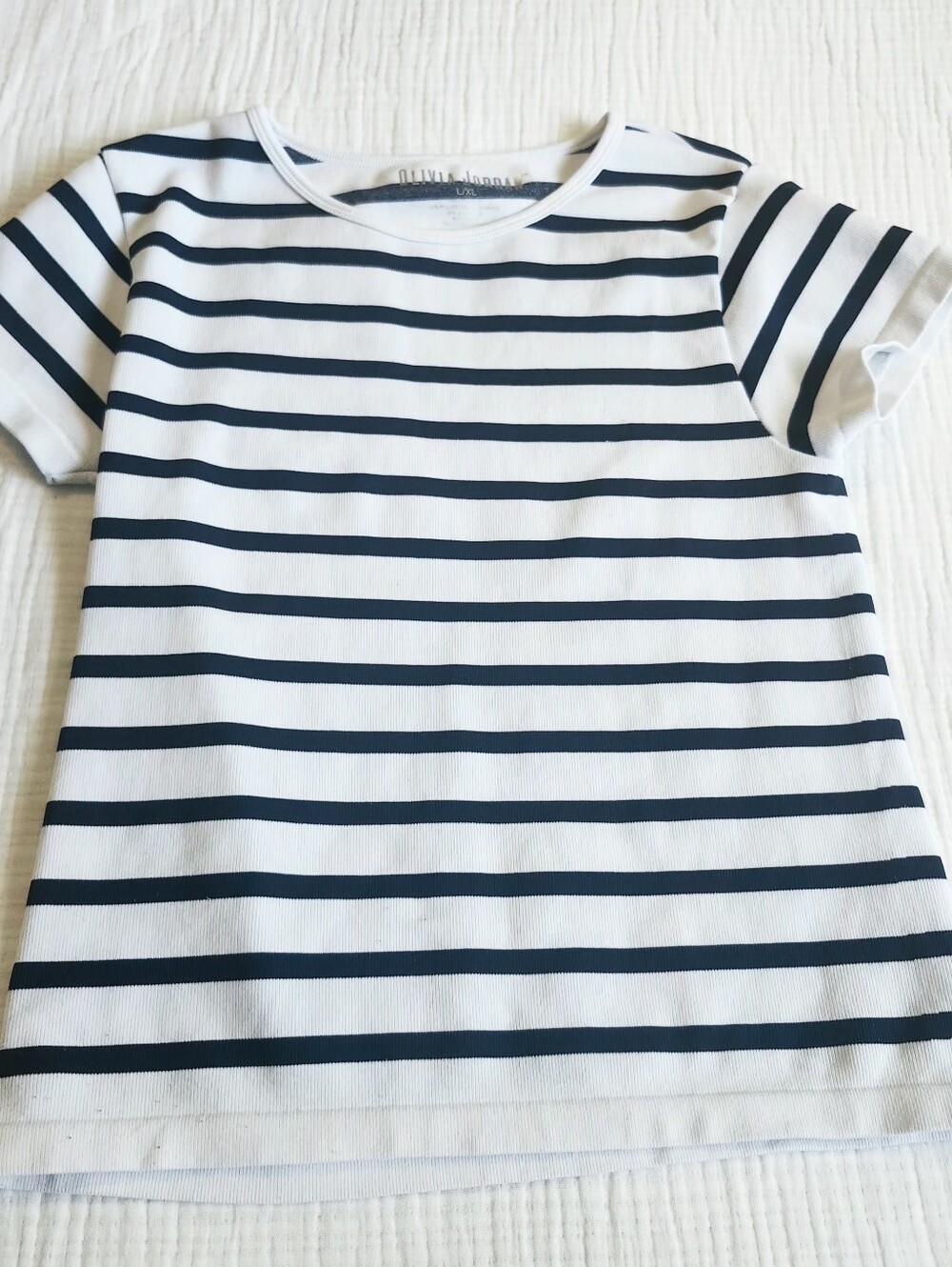 Women's Classic Navy & White Striped Short Sleeve Tee